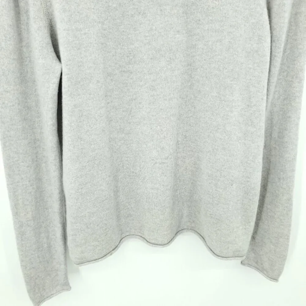 Lisa Todd 100% Cashmere Embroidered Evil Eye Rolled Hem Sweater M Gray/Blue